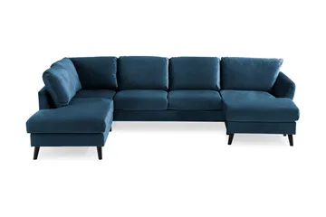 Trend 4-sits Vänstervänd U-formad Soffa med Divan och Schäslong i Sammet - Blå - Products - Möbler - Soffa - Divansoffa & schäslongsoffa - 4 sits soffa med divan