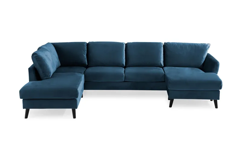 Trend 4-sits Vänstervänd U-formad Soffa med Divan och Schäslong i Sammet - Blå - Products - Möbler - Soffa - Divansoffa & schäslongsoffa - 4 sits soffa med divan