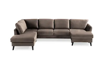 Trend 4-sits Vänstervänd U-formad Soffa med Divan och Schäslong i Sammet