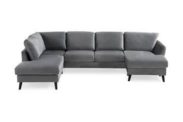 Trend 4-sits Vänstervänd U-formad Soffa med Divan och Schäslong i Sammet - Ljusgrå - Products - Möbler - Soffa - Divansoffa & schäslongsoffa - 4 sits soffa med divan