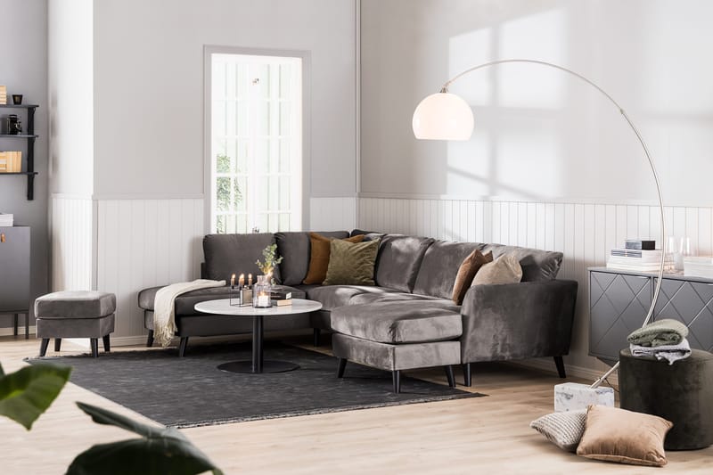 Trend 4-sits Vänstervänd U-formad Soffa med Divan och Schäslong i Sammet - Mörkgrå - Products - Möbler - Soffa - Divansoffa & schäslongsoffa - 4 sits soffa med divan