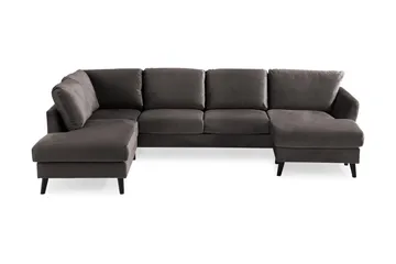 Trend 4-sits Vänstervänd U-formad Soffa med Divan och Schäslong i Sammet - Mörkgrå - Products - Möbler - Soffa - Divansoffa & schäslongsoffa - 4 sits soffa med divan