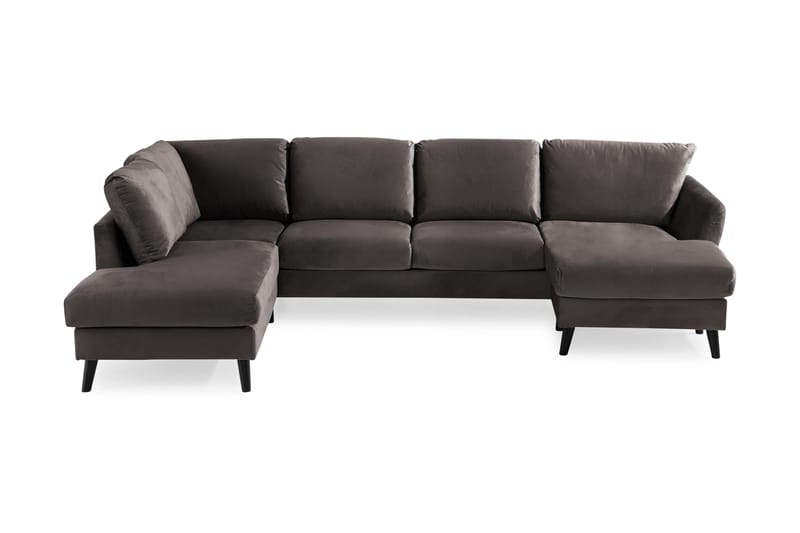 Trend 4-sits Vänstervänd U-formad Soffa med Divan och Schäslong i Sammet - Mörkgrå - Products - Möbler - Soffa - Divansoffa & schäslongsoffa - 4 sits soffa med divan