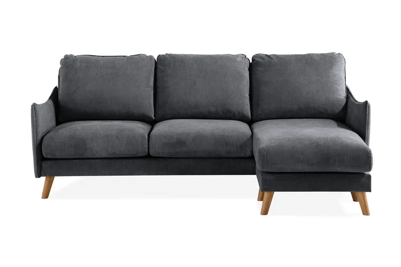 Trend Lyx 3-sits Divansoffa Höger - Mörkgrå/Ek - Products - Möbler - Soffa - Divansoffa & schäslongsoffa - 4 sits soffa med divan