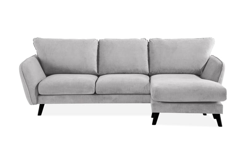 Trend Lyx 3-sits Högervänd L-formad Divansoffa i Tyg, Ljusgrå
