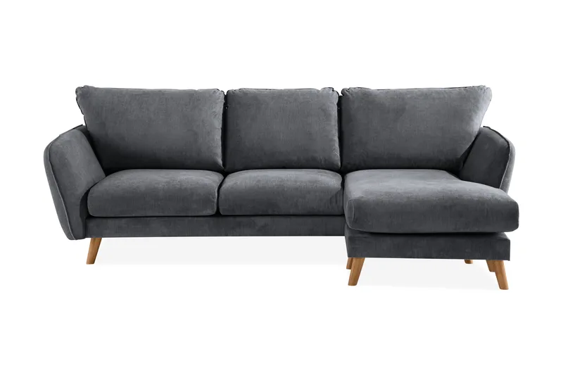 Trend Lyx 3-sits Högervänd L-formad Divansoffa i Tyg - Mörkgrå - Products - Möbler - Soffa - Divansoffa & schäslongsoffa - 4 sits soffa med divan