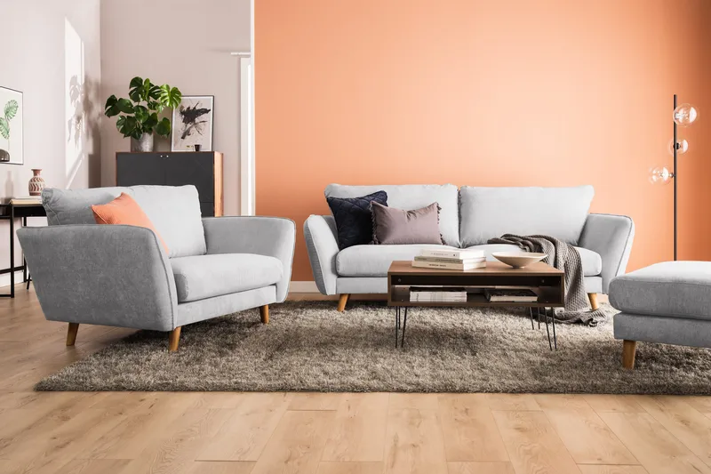 Trend Lyx 4-sits Högervänd L-formad Schäslongsoffa i Tyg - Ljusgrå - Products - Möbler - Soffa - Divansoffa & schäslongsoffa - 4 sits soffa med divan