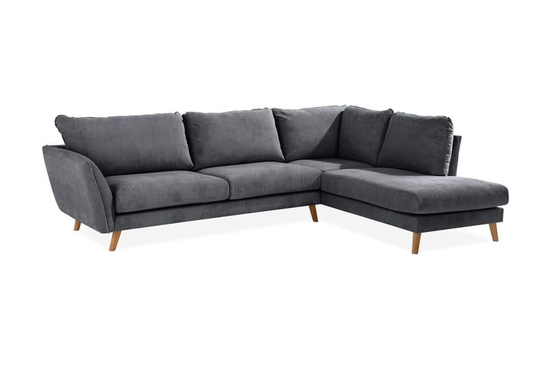 Trend Lyx 4-sits Högervänd L-formad Schäslongsoffa i Tyg - Mörkgrå - Products - Möbler - Soffa - Divansoffa & schäslongsoffa - 4 sits soffa med divan