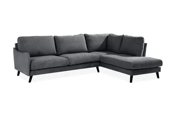 Trend Lyx Schäslongsoffa Höger - Mörkgrå/Svart - Products - Möbler - Soffa - Divansoffa & schäslongsoffa - 4 sits soffa med divan