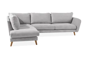 Trend Lyx Schäslongsoffa Vänster - Ljusgrå/Ek - Products - Möbler - Soffa - Divansoffa & schäslongsoffa - 4 sits soffa med divan