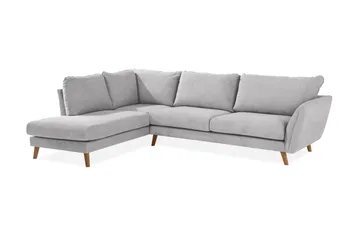 Trend Lyx Schäslongsoffa Vänster - Ljusgrå/Ek - Products - Möbler - Soffa - Divansoffa & schäslongsoffa - 4 sits soffa med divan