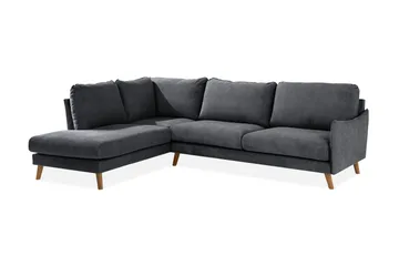 Trend Lyx Schäslongsoffa Vänster - Mörkgrå/Ek - Products - Möbler - Soffa - Divansoffa & schäslongsoffa - 4 sits soffa med divan