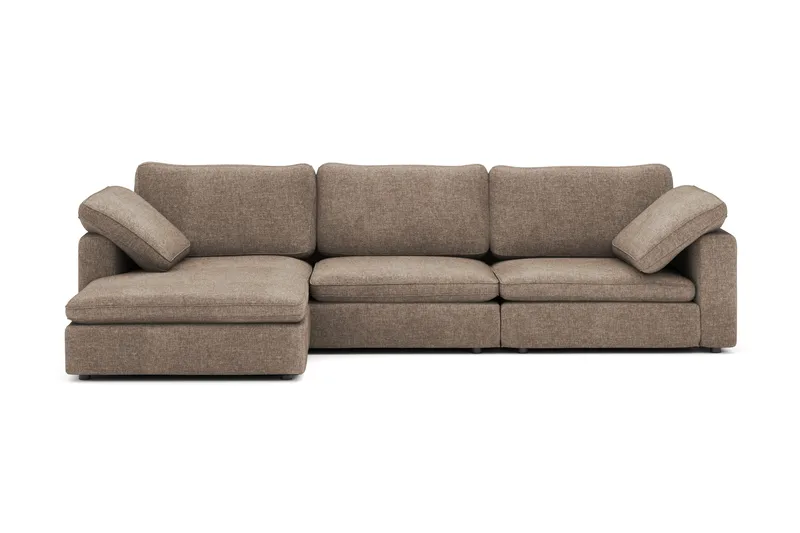 Visby 4-sits L-formad Djup Vändbar Soffa med Divan i Tyg - Brun - Products - Möbler - Soffa - Divansoffa & schäslongsoffa - 4 sits soffa med divan