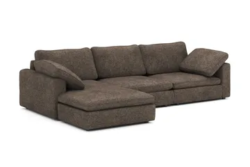 Visby 4-sits L-formad Djup Vändbar Soffa med Divan i Tyg - Mörkbrun - Products - Möbler - Soffa - Divansoffa & schäslongsoffa - 4 sits soffa med divan