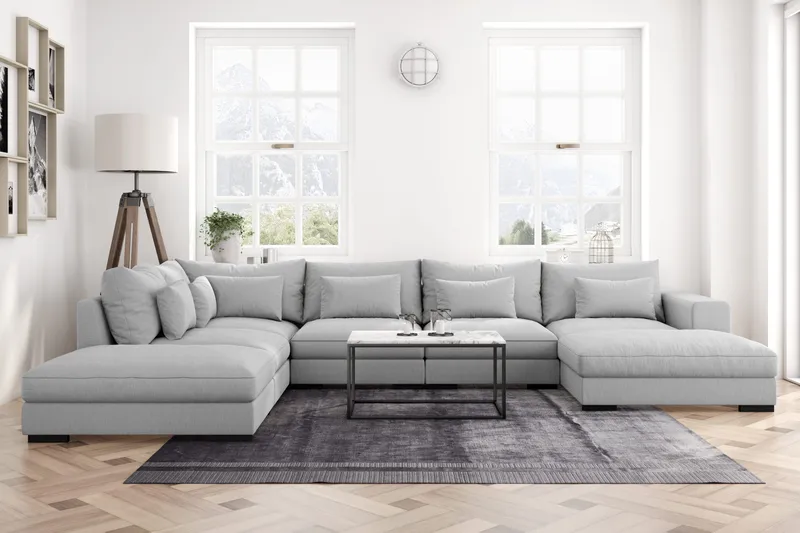 Dubai U-modulsoffa med Divan Höger Extra Djup - Ljusgrå - Products - Möbler - Soffa - U-soffa