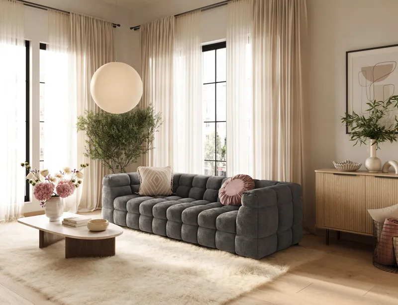 Elise 4-sits Bubblig Soffa - Mörkgrå - Products - Möbler - Soffa - 4 sits soffa