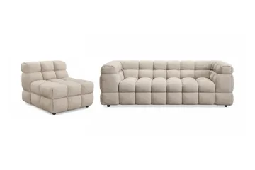 Elise Bubblig Soffgrupp 3-sits Soffa + Fåtölj - Beige - Products - Möbler - Soffa - Soffgrupp