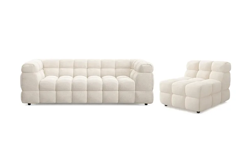 Elise Bubblig Soffgrupp 3-sits Soffa + Fåtölj - Vit - Products - Möbler - Soffa - Soffgrupp