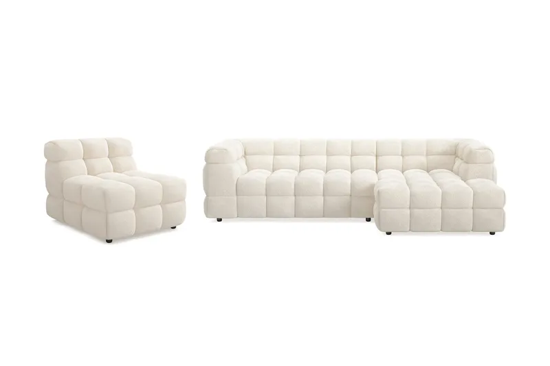 Elise Bubblig Soffgrupp 4-sits Divansoffa Höger + Fåtölj - Beige - Products - Möbler - Soffa - Soffgrupp