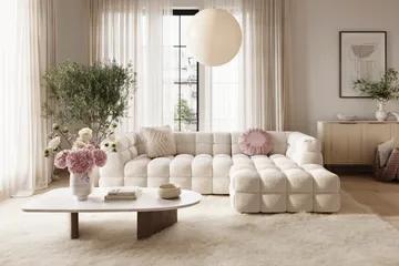Elise Bubblig Soffgrupp 4-sits Divansoffa Höger + Fåtölj - Beige - Products - Möbler - Soffa - Soffgrupp