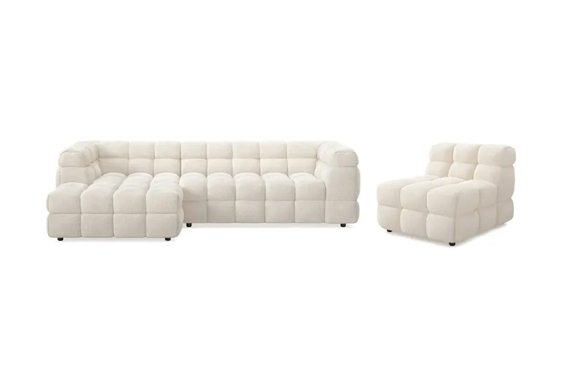 Elise Bubblig Soffgrupp 4-sits Divansoffa Vänster + Fåtölj - Beige - Products - Möbler - Soffa - Soffgrupp