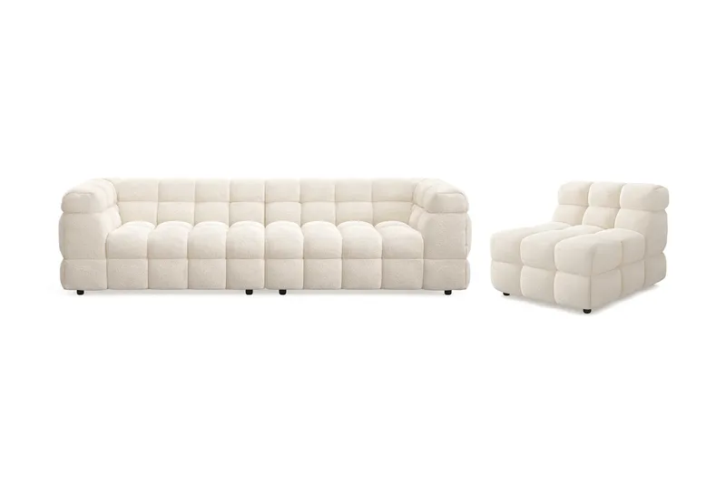 Elise Bubblig Soffgrupp 4-sits Soffa + Fåtölj - Beige - Products - Möbler - Soffa - Soffgrupp