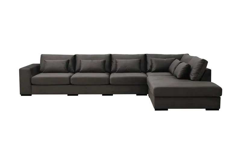 Grande 5-sits Soffa med Schäslong Höger - Mörkgrå Sammet - Products - Möbler - Soffa - Sammetssoffa
