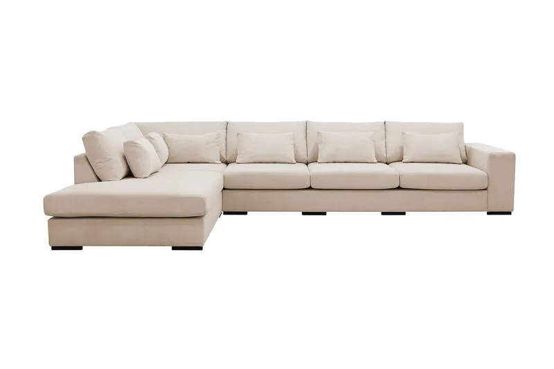 Grande 5-sits Soffa med Schäslong Vänster, Beige Manchester