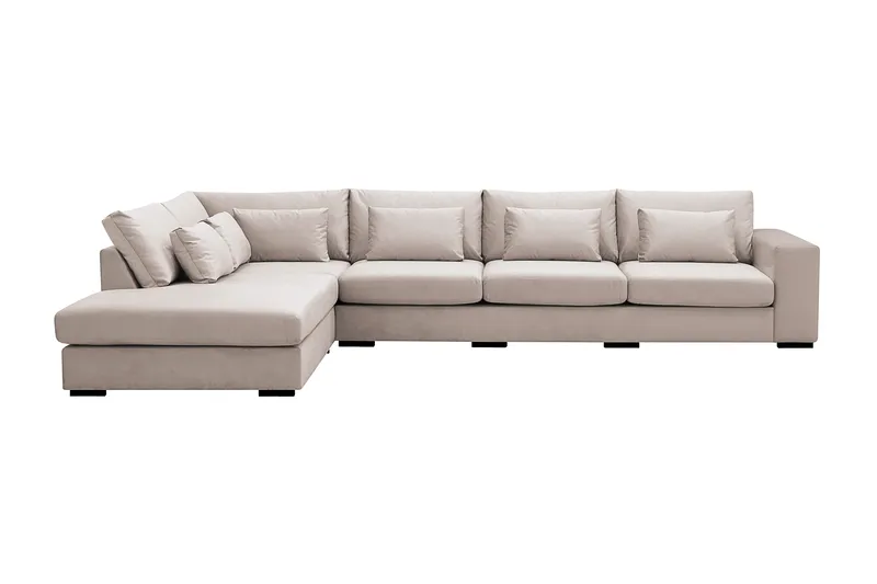 Grande 5-sits Soffa med Schäslong Vänster - Beige Sammet - Products - Möbler - Soffa - Sammetssoffa