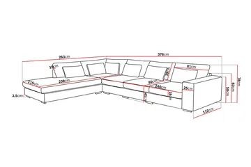 Grande 5-sits Soffa med Schäslong Vänster - Beige Sammet - Products - Möbler - Soffa - Sammetssoffa