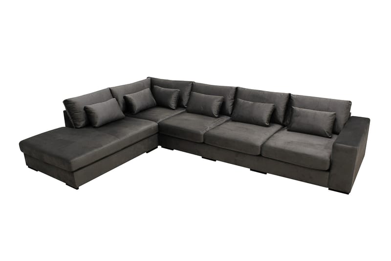 Grande 5-sits Soffa med Schäslong Vänster - Mörkgrå Sammet - Products - Möbler - Soffa - Sammetssoffa