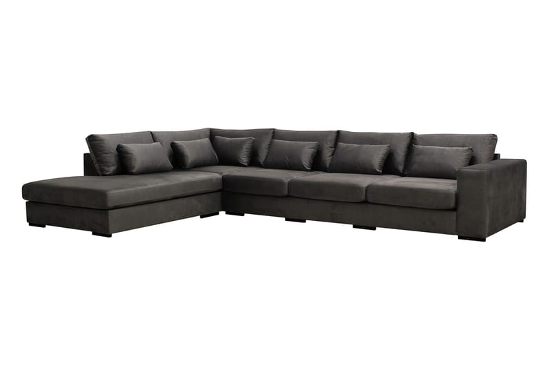 Grande 5-sits Soffa med Schäslong Vänster - Mörkgrå Sammet - Products - Möbler - Soffa - Sammetssoffa