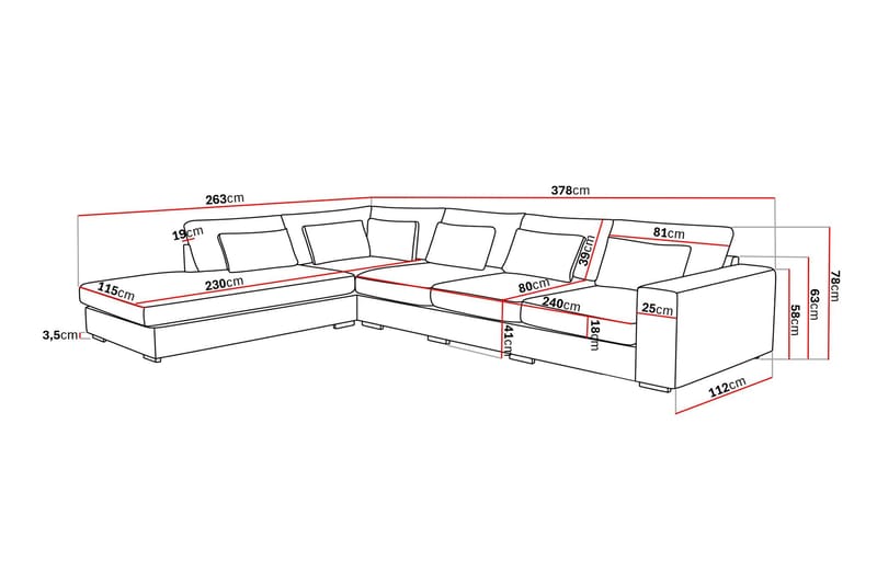 Grande 5-sits Soffa med Schäslong Vänster - Mörkgrå Sammet - Products - M öbler - Soffa - Sammetssoffa