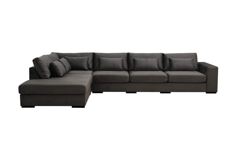 Grande 5-sits Soffa med Schäslong Vänster, Mörkgrå Sammet