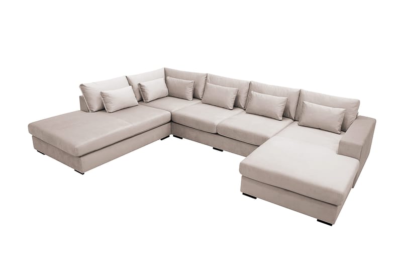 Grande 5-sits U-Soffa med Divan Höger - Beige Sammet - Products - Möbler - Soffa - Sammetssoffa