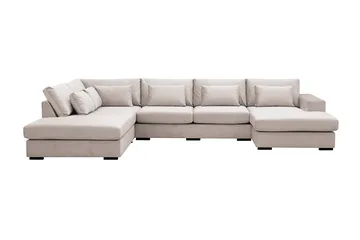 Grande 5-sits U-Soffa med Divan Höger - Beige Sammet - Products - Möbler - Soffa - Sammetssoffa