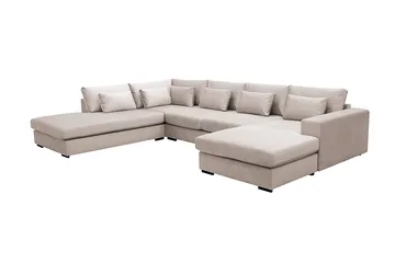 Grande 5-sits U-Soffa med Divan Höger - Beige Sammet - Products - M öbler - Soffa - Sammetssoffa