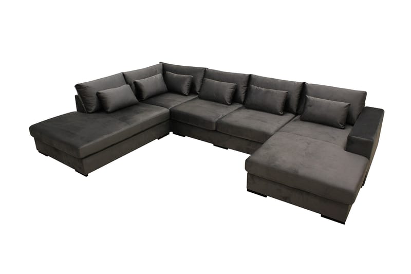 Grande 5-sits U-Soffa med Divan Höger - Mörkgrå Sammet - Products - Möbler - Soffa - Sammetssoffa