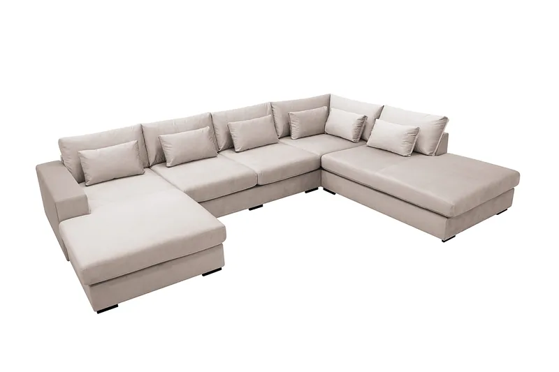 Grande 5-sits U-Soffa med Divan Vänster - Beige Sammet - Products - Möbler - Soffa - Sammetssoffa