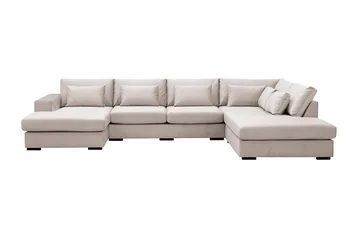 Grande 5-sits U-Soffa med Divan Vänster - Beige Sammet - Products - Möbler - Soffa - Sammetssoffa