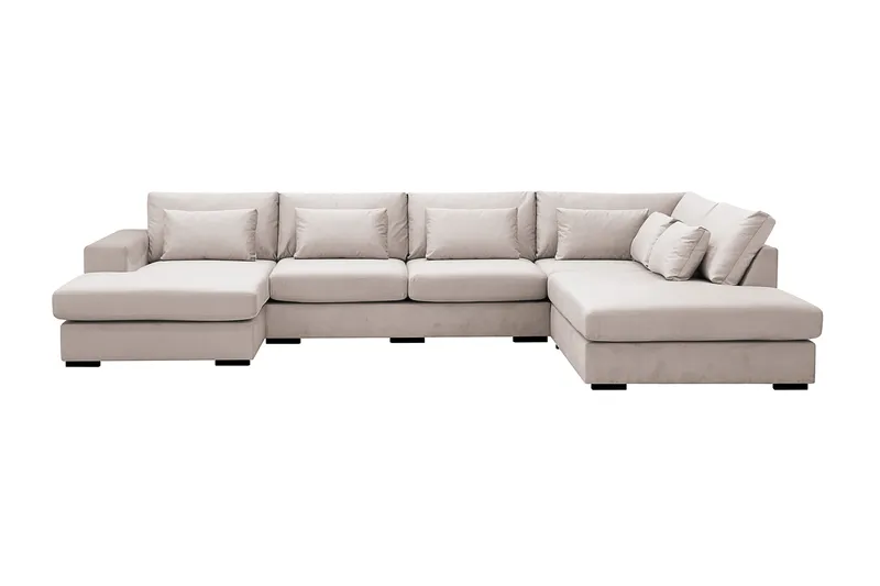 Grande 5-sits U-Soffa med Divan Vänster - Beige Sammet - Products - Möbler - Soffa - Sammetssoffa
