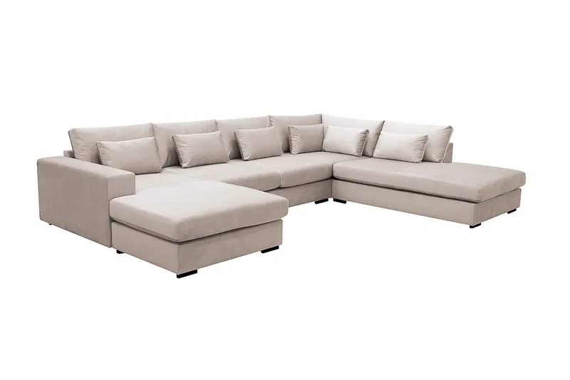 Grande 5-sits U-Soffa med Divan Vänster - Beige Sammet - Products - Möbler - Soffa - Sammetssoffa