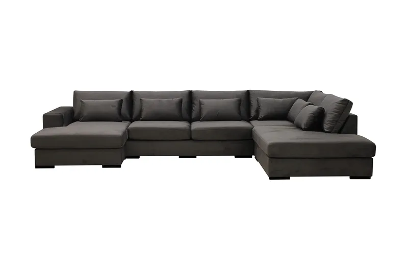 Grande 5-sits U-Soffa med Divan Vänster - Mörkgrå Sammet - Products - Möbler - Soffa - Sammetssoffa