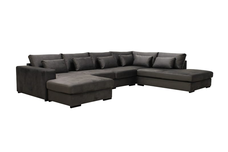 Grande 5-sits U-Soffa med Divan Vänster - Mörkgrå Sammet - Products - Möbler - Soffa - Sammetssoffa