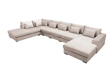 Grande 6-sits U-Soffa med Divan Höger - Beige Sammet - Products - Möbler - Soffa - Sammetssoffa