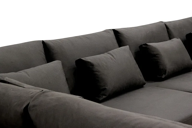 Grande 6-sits U-Soffa med Divan Höger - Mörkgrå Sammet - Products - Möbler - Soffa - Sammetssoffa