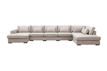 Grande 6-sits U-Soffa med Divan Vänster - Beige Sammet - Products - Möbler - Soffa - Sammetssoffa