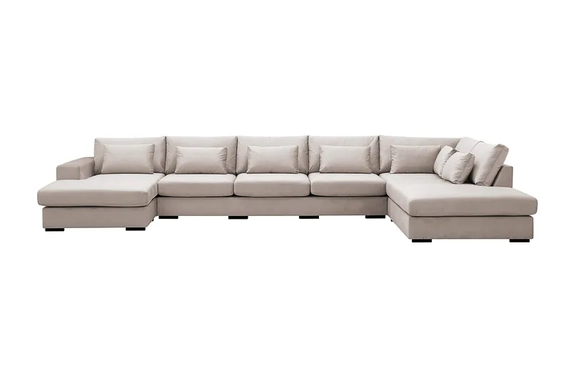 Grande 6-sits U-Soffa med Divan Vänster - Beige Sammet - Products - Möbler - Soffa - Sammetssoffa