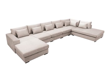 Grande 6-sits U-Soffa med Divan Vänster - Beige Sammet - Products - Möbler - Soffa - Sammetssoffa