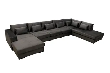 Grande 6-sits U-Soffa med Divan Vänster - Mörkgrå Sammet - Products - Möbler - Soffa - Sammetssoffa